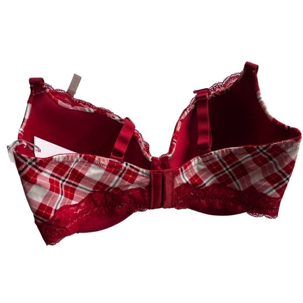 Ambrielle Organic Cotton Demi Classic Racerback Red Plaid Bra Size 38DD - Picture 4 of 11